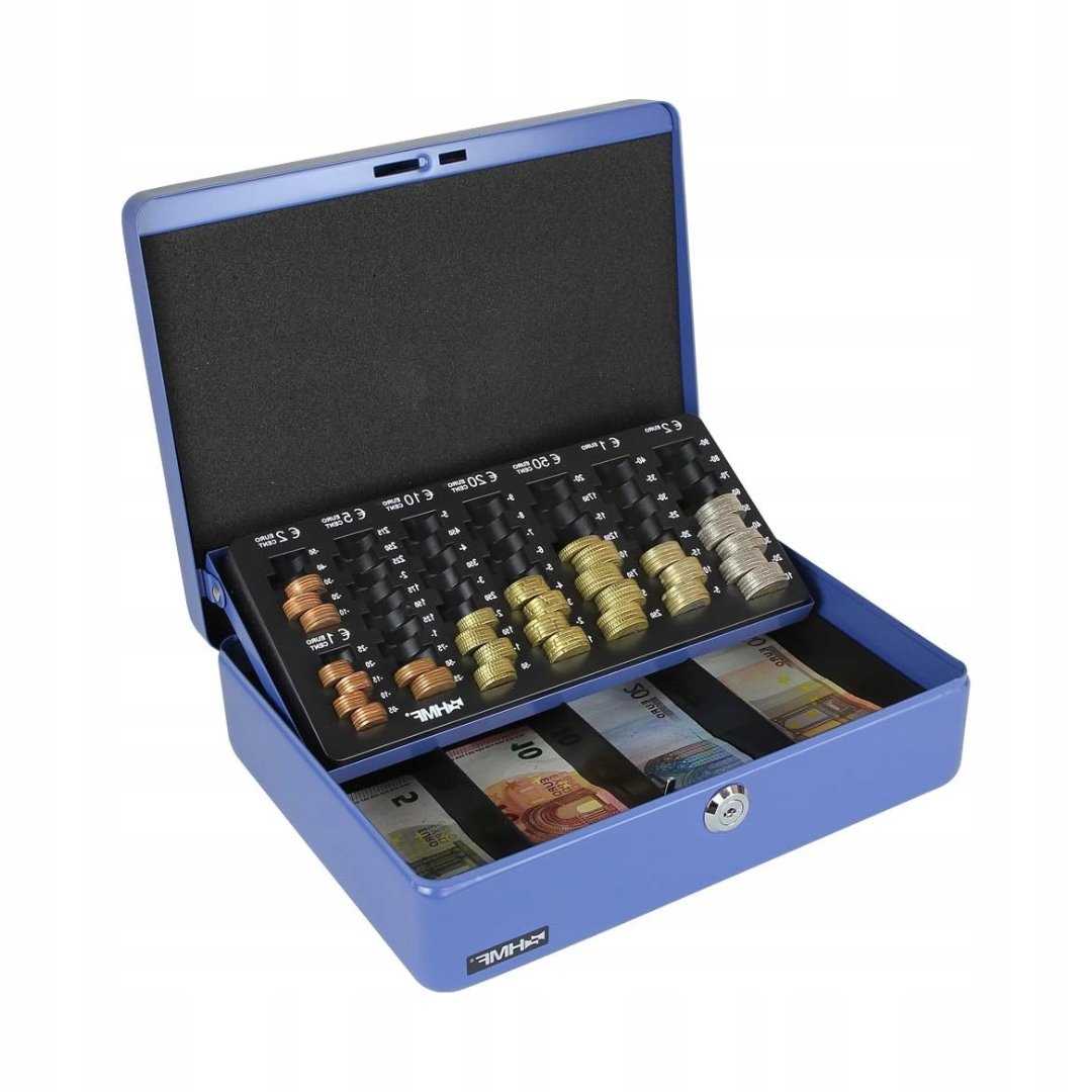 KASETKA NA PIENIĄDZE Z LICZNKIEMPRZENOŚNA NIEBIESKA 30 x 24 x 9 cm