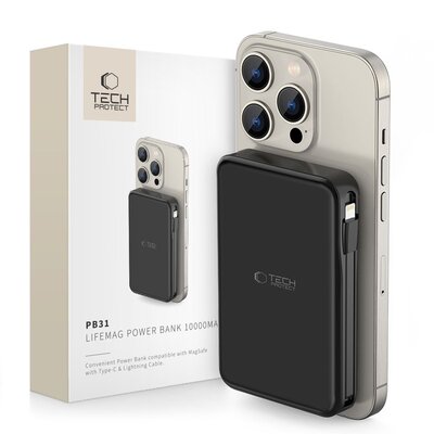 Powerbank TECH-PROTECT PB31 LifeMag MagSafe 10000 mAh Czarny | Bezpłatny transport