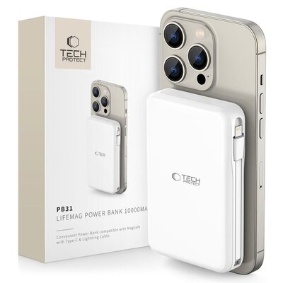 Powerbank TECH-PROTECT PB31 LifeMag MagSafe 10000 mAh Biały | Bezpłatny transport