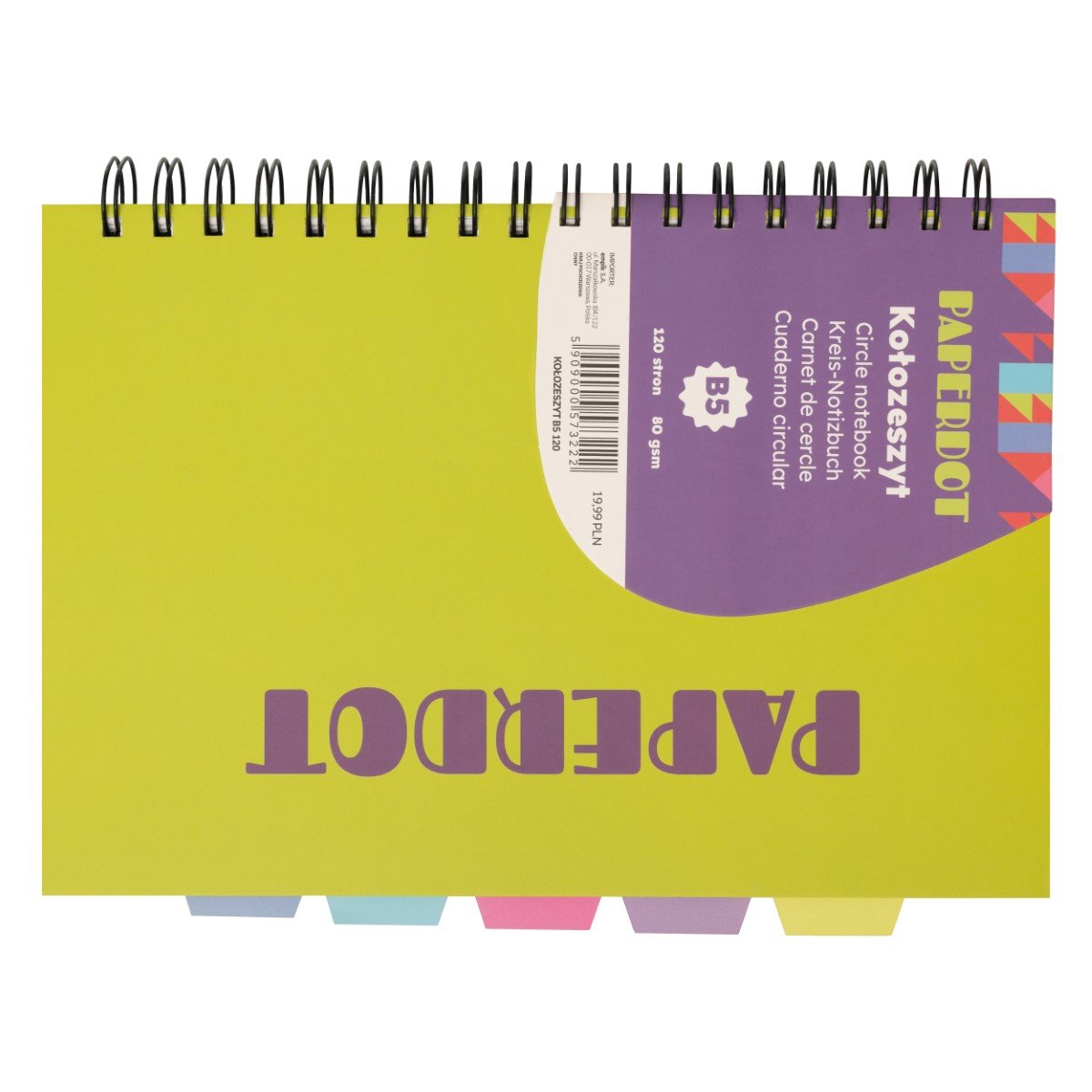 Paperdot, Kołozeszyt, B5, 120 kartek, Żółty