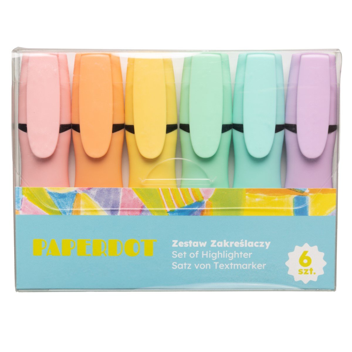 Paperdot, Zakreślacze Em-0908, Różnokolorowe, 6 Sztuk