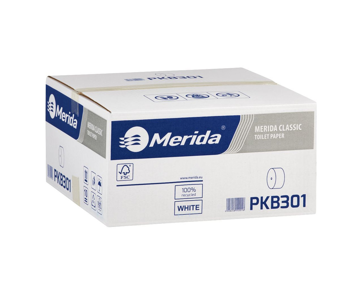 Merida PKB301 Papier toaletowy bez gilzy CLASSIC, biały, średnica 12 cm, długość 125 m, jednowarstwowy,  karton 18 szt