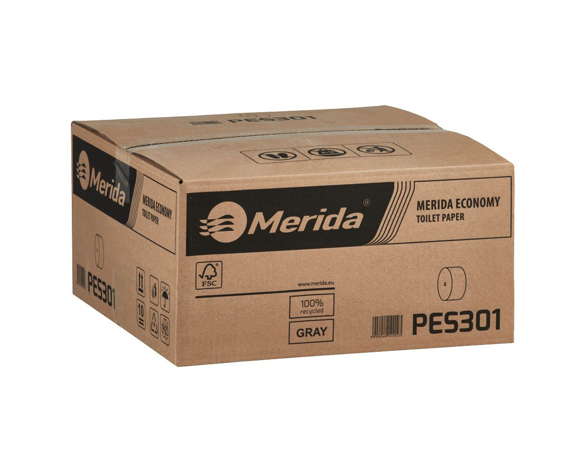 Merida PES301 Papier toaletowy bez gilzy ECONOMY, szary, średnica 12 cm,  długość 125 m, jednowarstwowy,  karton 18 szt