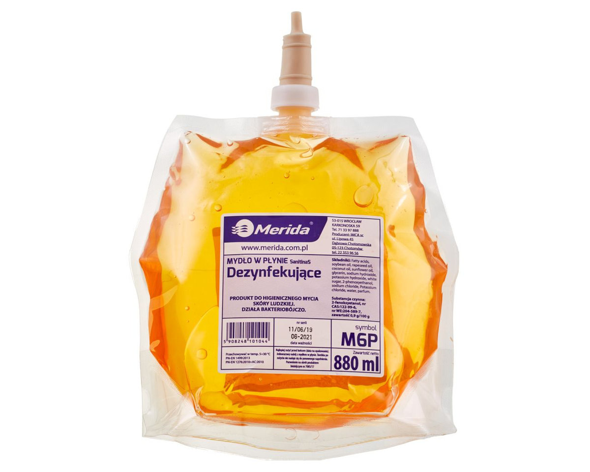 Merida M6P Mydło w płynie DEZYNFEKUJĄCE, jednorazowy wkład 880 ml, zapach grejpfrutowy