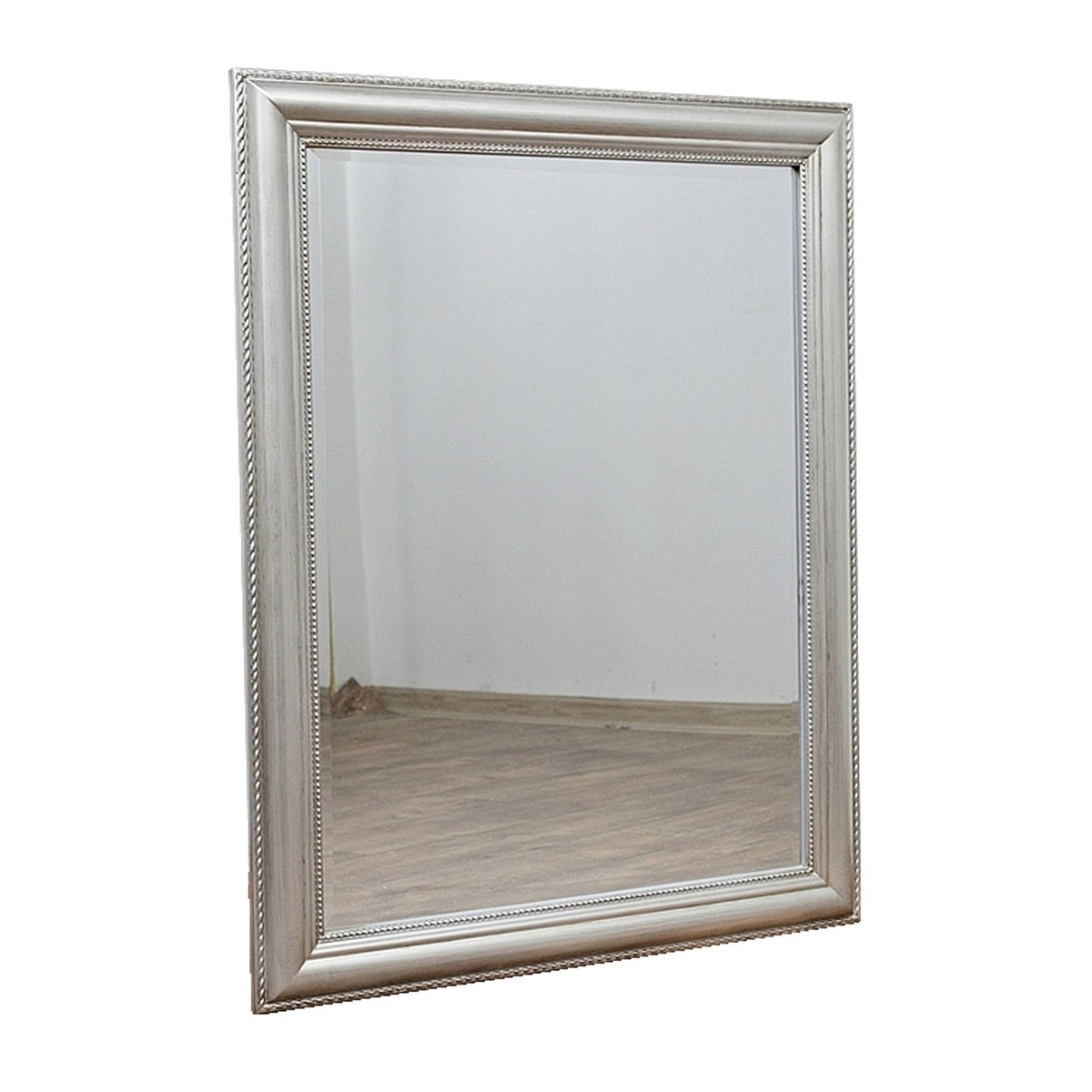 Lustro Ścienne w Ozdobnej, Srebrnej Ramie 44407