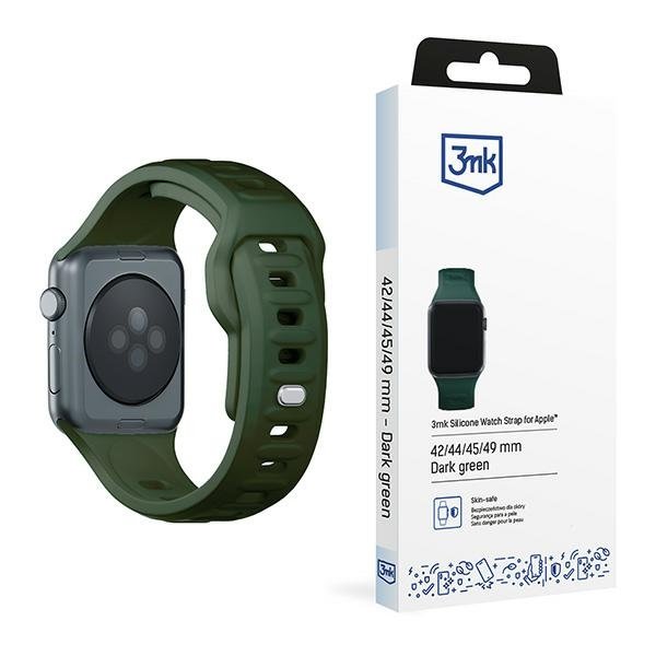 3MK Silicone Watch Strap Ciemnozielony/ Dark Green silikonowy gumowy pasek dla Apple Watch 1/2/3/4/5/6/7/8/9/SE/Ultra/Ultra2 42/44/45/49mm