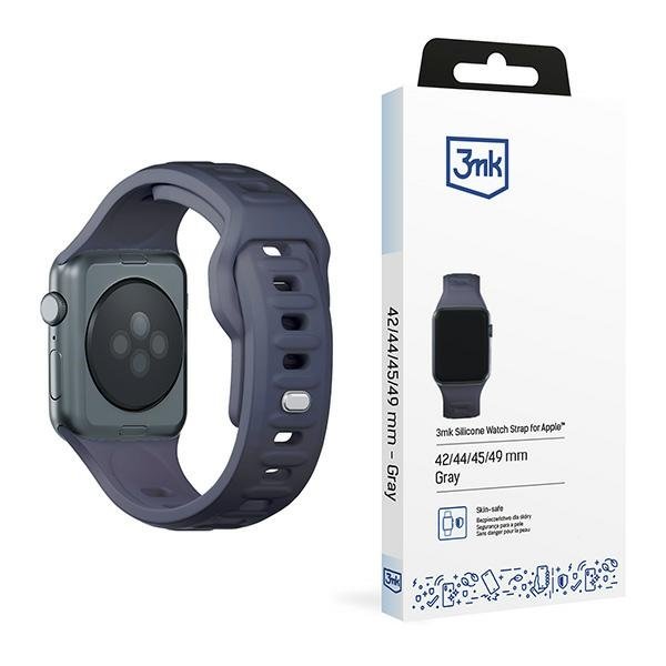 3MK Silicone Watch Strap szary/grey silikonowy gumowy pasek dla Apple Watch 1/2/3/4/5/6/7/8/9/SE/Ultra/Ultra2 42/44/45/49mm