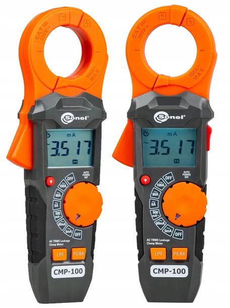 SONEL Cyfrowy Miernik Cęgowy Prądu Upływu do 100A Wbudowana Latarka CMP-100