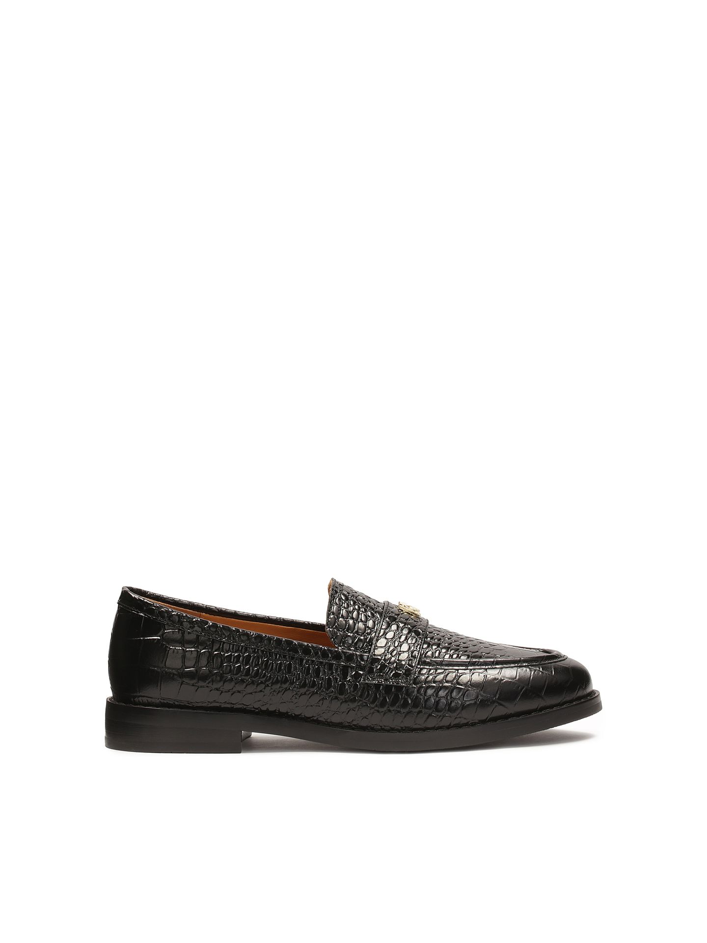 Czarne klasyczne loafersy z tłoczonej skóry - 40