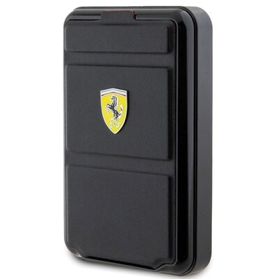 Ferrari Powerbank Bezprzewodowy 15W FEPB10MSPLEK 10000 mAh z funkcją standu czarny/black Metal Logo MagSafe