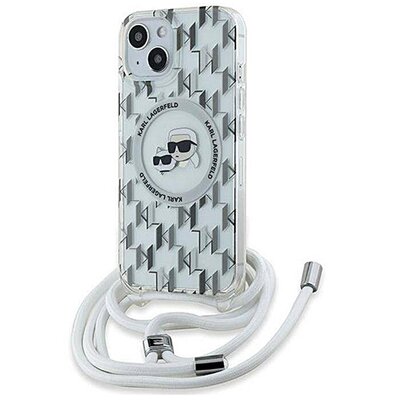 Karl Lagerfeld IML Crossbody Monogram Karl & Choupette Head MagSafe - Etui iPhone 15 / 14 / 13 (przezroczysty)