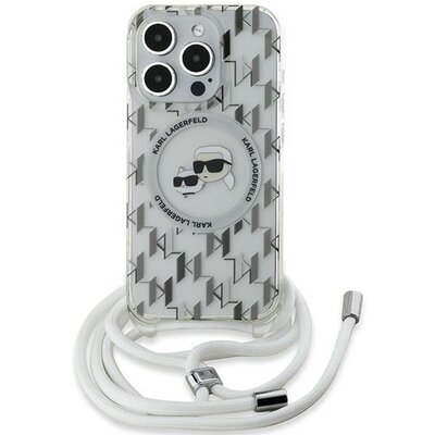 Karl Lagerfeld IML Crossbody Monogram Karl & Choupette Head MagSafe - Etui iPhone 15 Pro Max (przezroczysty)