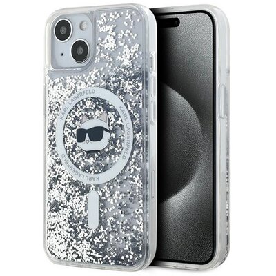 Karl Lagerfeld Liquid Glitter Choupette Head MagSafe - Etui iPhone 14 / 15 / 13 (przezroczysty)