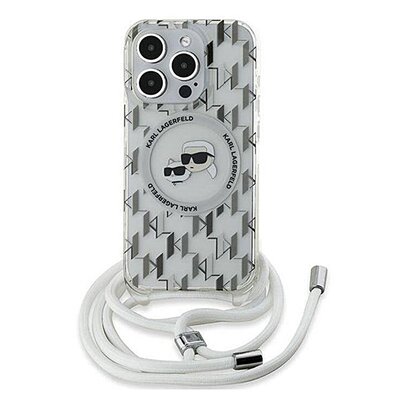 Karl Lagerfeld IML Crossbody Monogram Karl & Choupette Head MagSafe - Etui iPhone 15 Pro (przezroczysty)