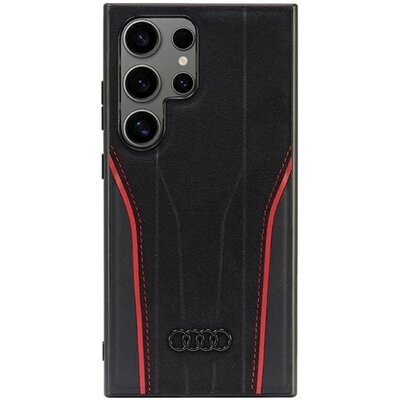 Audi Genuine Leather MagSafe S24 Ultra S928 czarno-czerwony/black-red hardcase AU-TPUPCS24U-R8/D3-RD