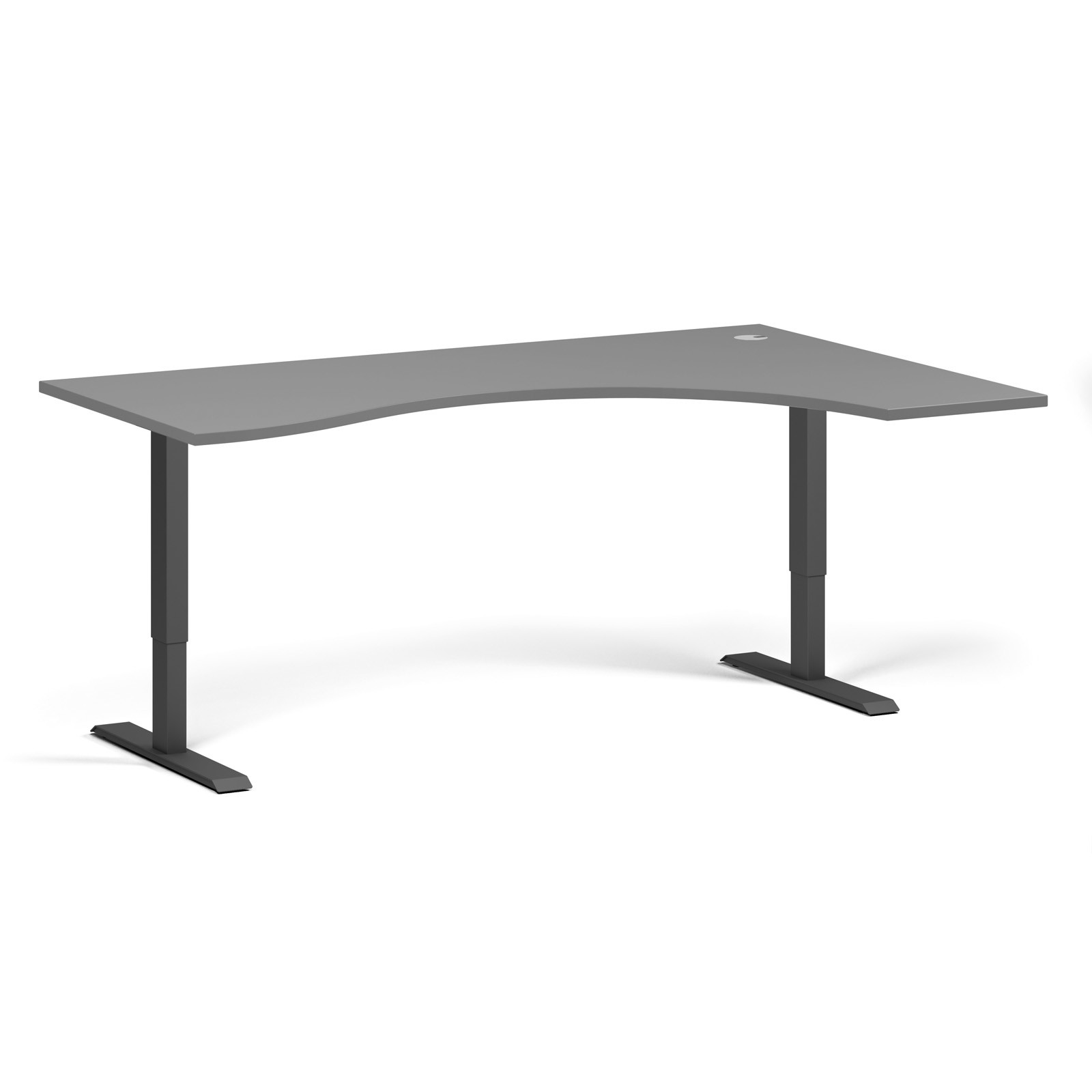 Stół z regulacją wysokości, 1 silnik, 745 - 1235 mm, ergonomiczny L/P, blat 1800 x 1200 mm, podstawa czarna, grafitowy