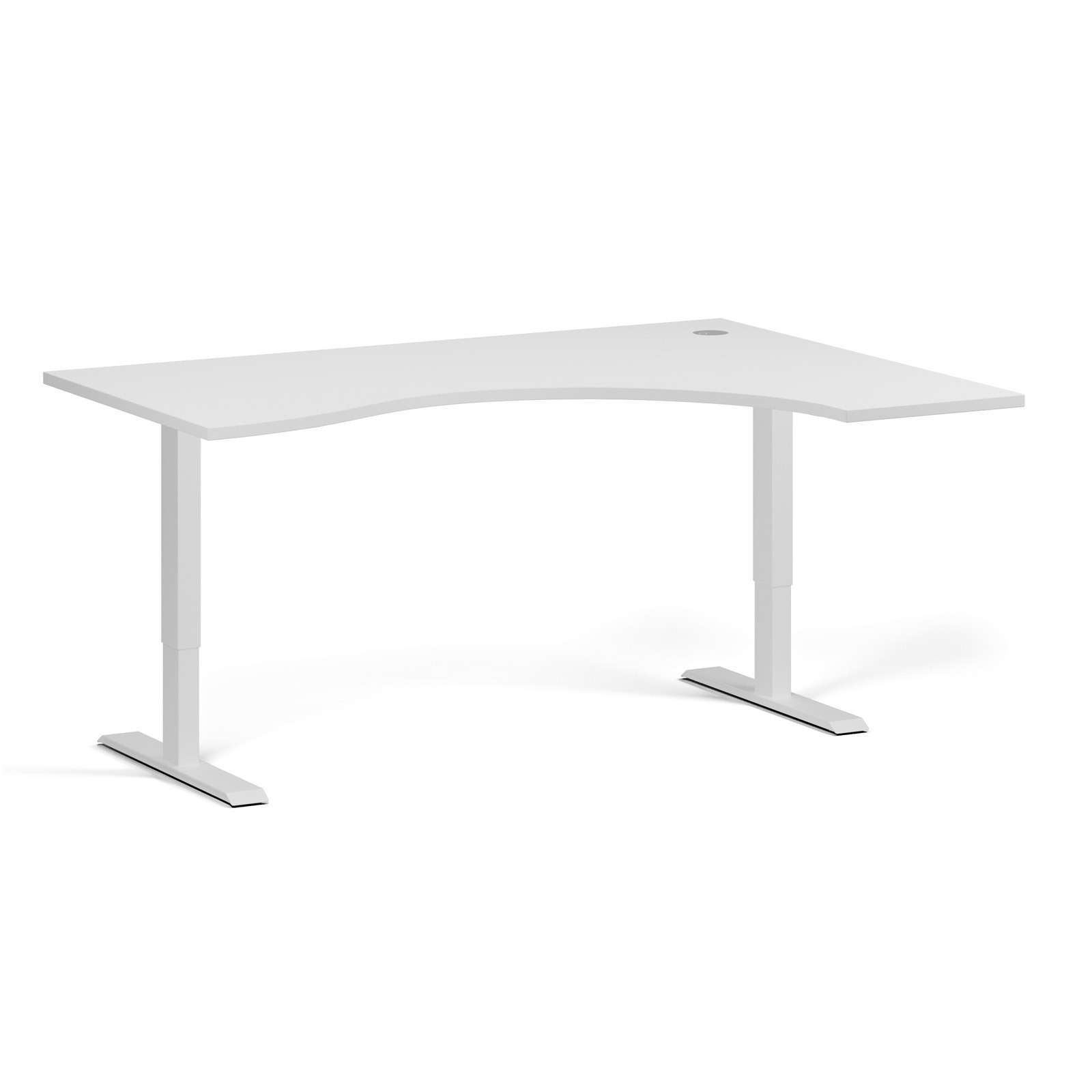 Stół z regulacją wysokości, 1 silnik, 745 - 1235 mm, ergonomiczny L/P, blat 1600 x 1200 mm, podstawa biała, biały