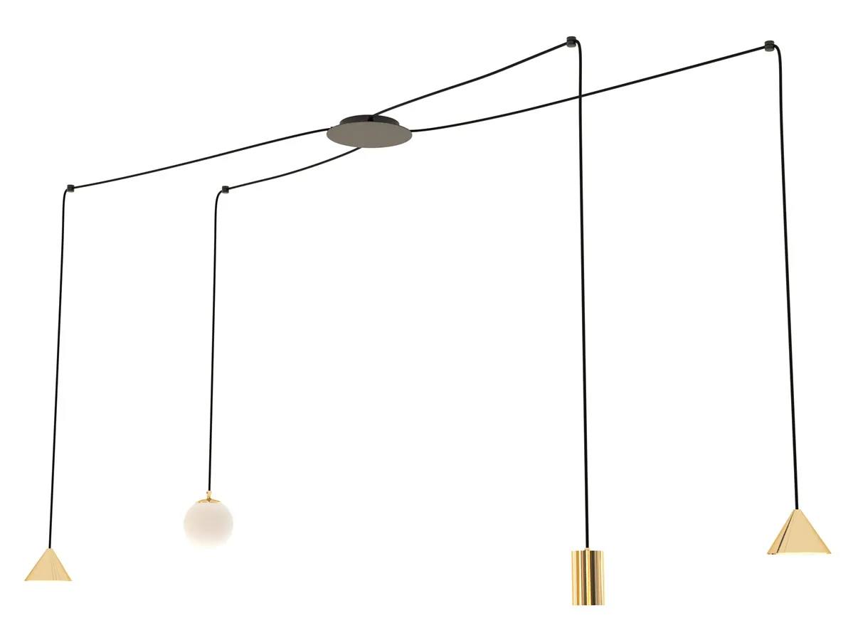 Czarno-złota lampa wisząca pająk - D131 W1-G18