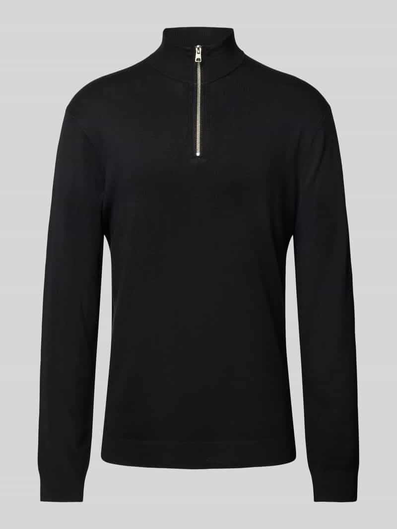 Sweter z dzianiny z mieszanki wiskozy ze wzorem ze stójką