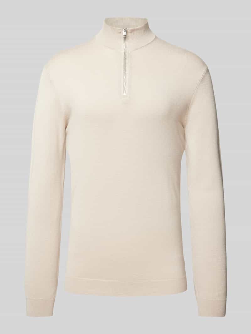Sweter z dzianiny z mieszanki wiskozy ze wzorem ze stójką