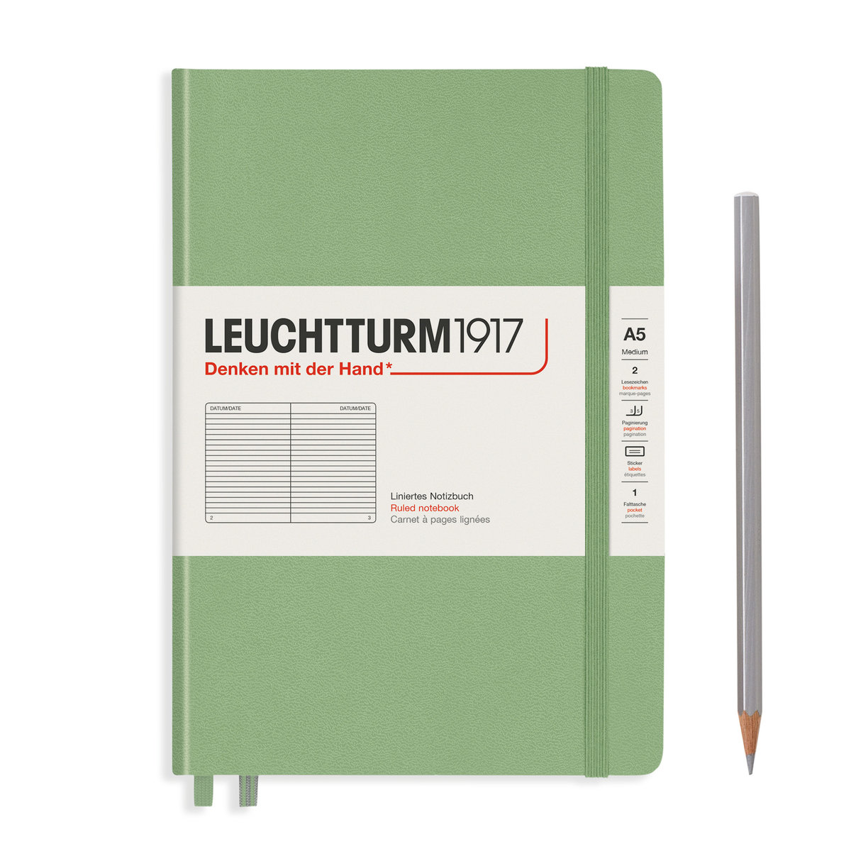 Notatnik Leuchtturm1917 Medium, notatnik w linie, A5, Muted Colours Sage