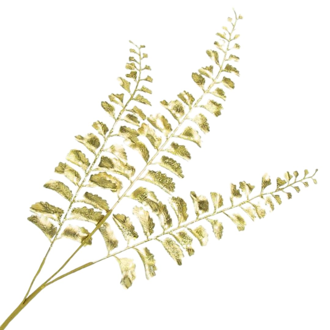 [680452] Gałązka ozdobna metalizowana paproć złota 72cm