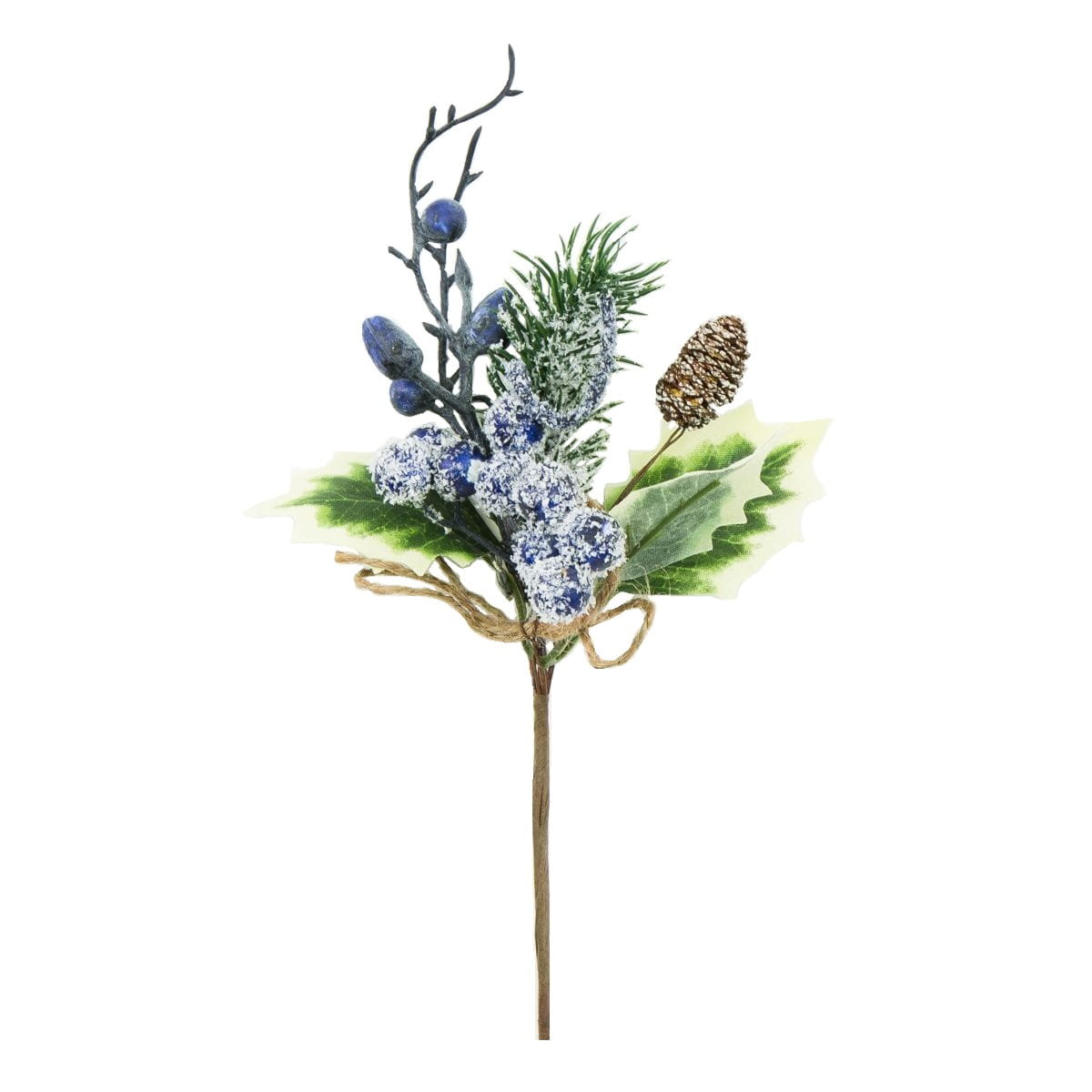 [680288] Gałązka ośnieżona z fioletowymi jagódkami i szyszką