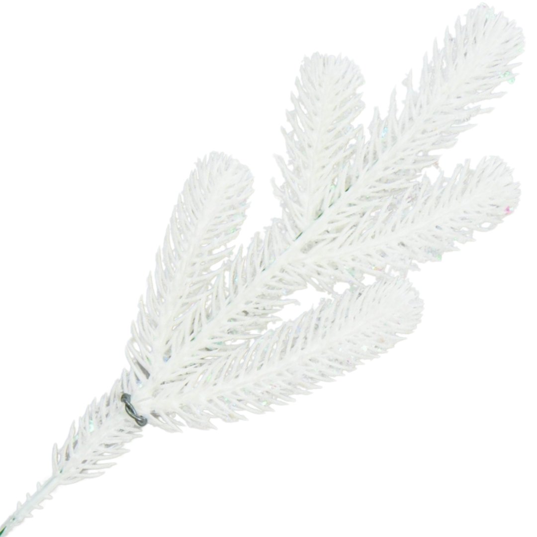 [680998] Gałązka ozdobna świerk biała 24cm