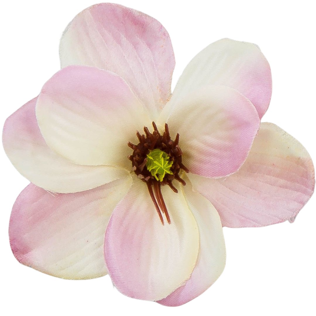 [w10087] Główka kwiatowa magnolia 11cm kremowo-różowa 12szt
