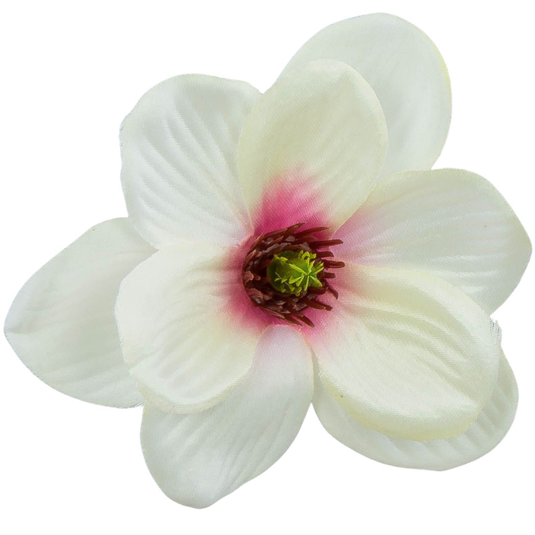 [w10007] Główka kwiatowa magnolia 11cm kremowa z różowym środkiem 12szt