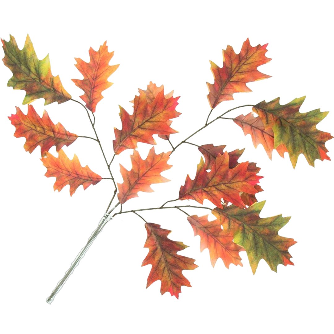 [680889] Duża gałązka jesienne liście dębu 73cm