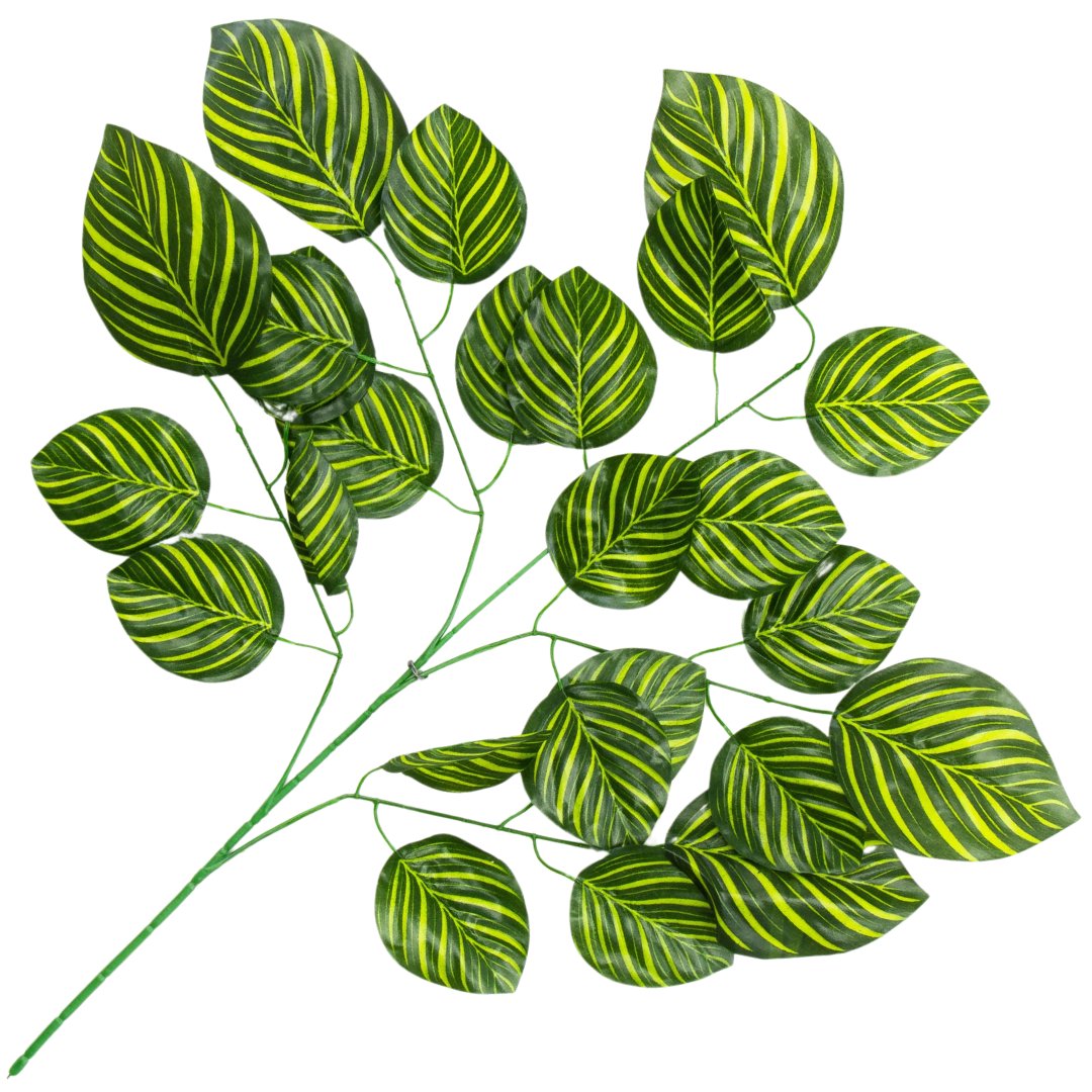 [680527] Duża gałązka liście zielone z jaśniejszymi paskami 65cm