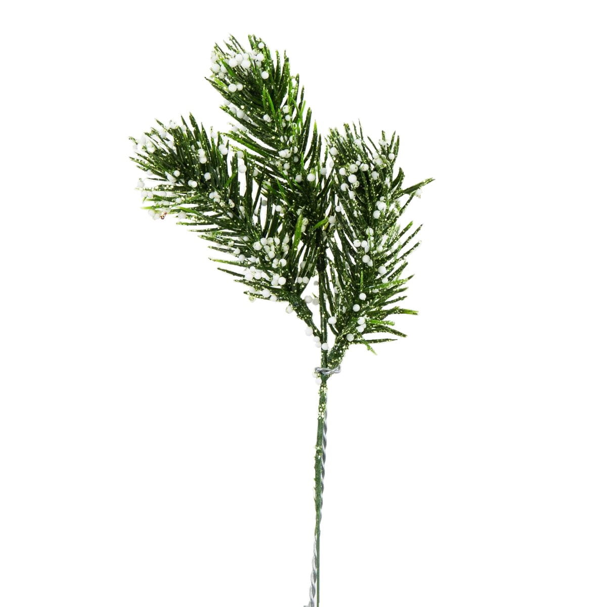 [680181] Gałązka zielona świerk z kuleczkami 24cm