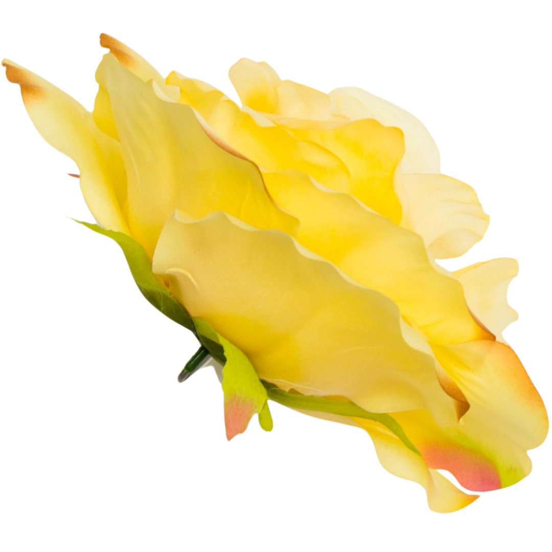 [w0572] Główka kwiatowa róża duża 20cm pastelowo-żółta cieniowana