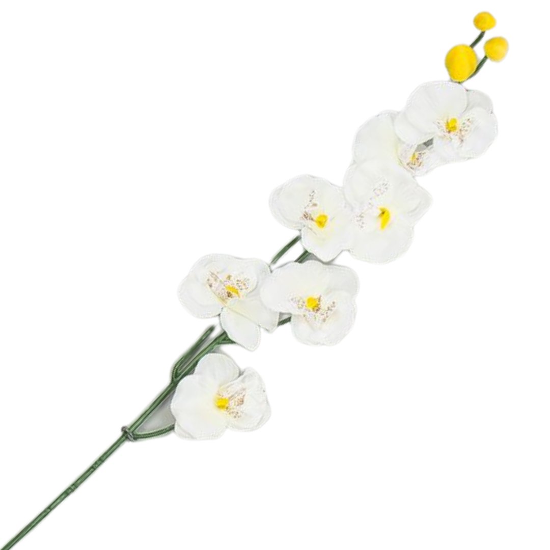 [w04178] Storczyk drobny satynowy gałązka 70cm kremowobiały