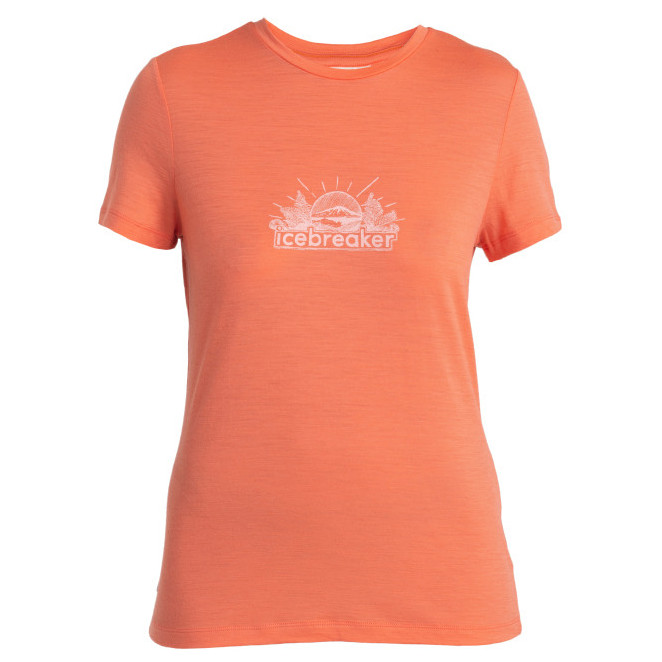 Damska koszulka Icebreaker Women Merino 150 Tech Lite III SS Tee IB Grown Naturally Rozmiar: XS / Kolor: pomarańczowy