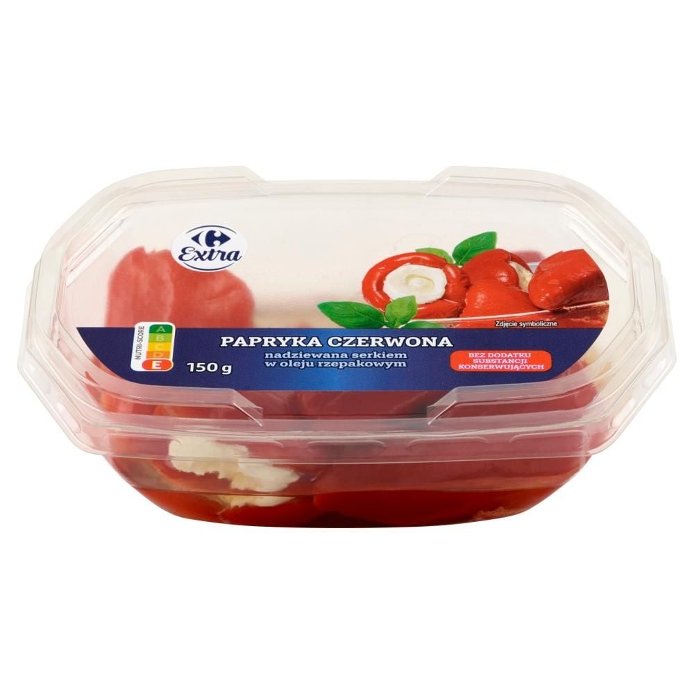 Carrefour Extra Papryka czerwona nadziewana serkiem w oleju rzepakowym 150 g