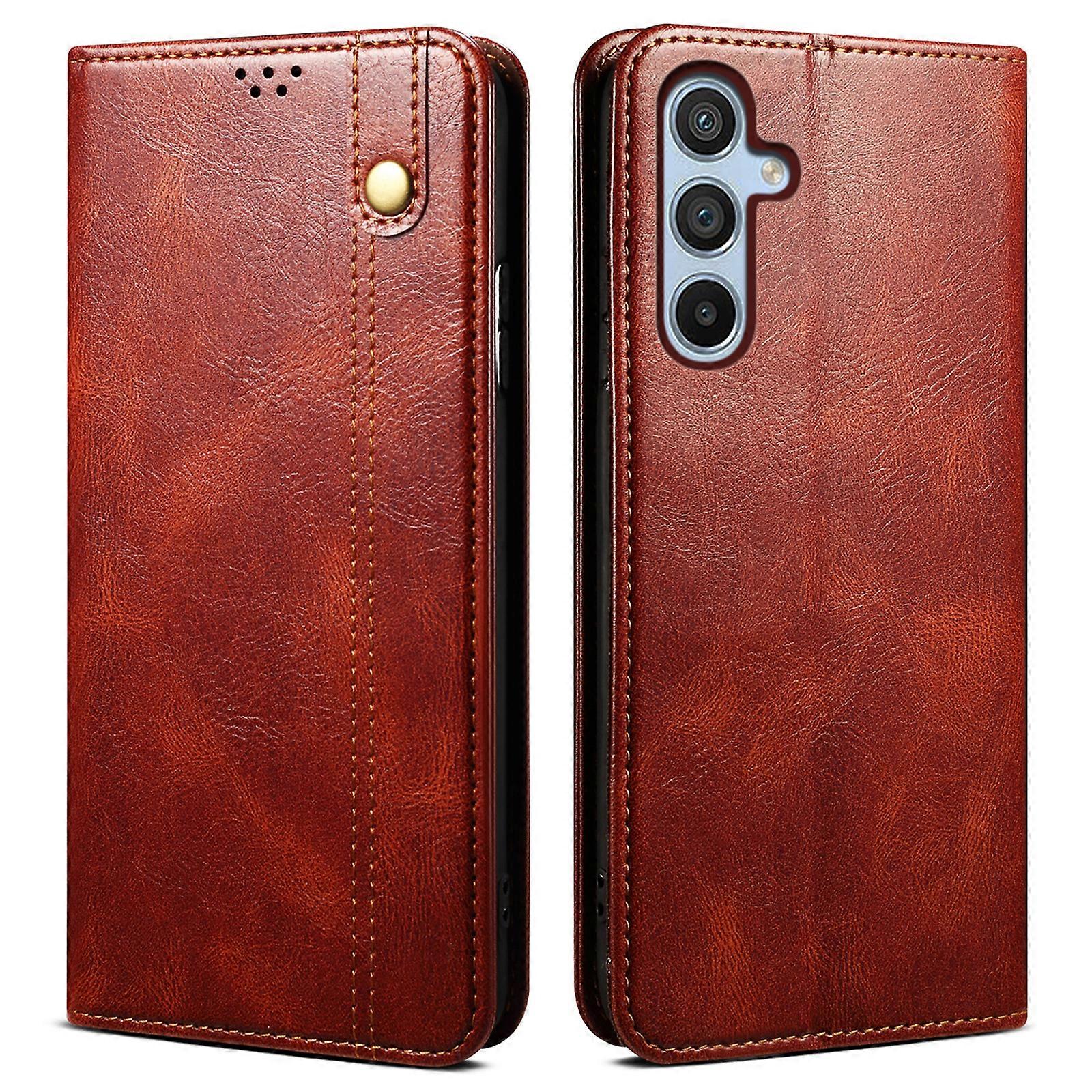 Do Samsung Galaxy A35 5G Skórzane etui Magnetyczne automatyczne zamykanie portfela Brown