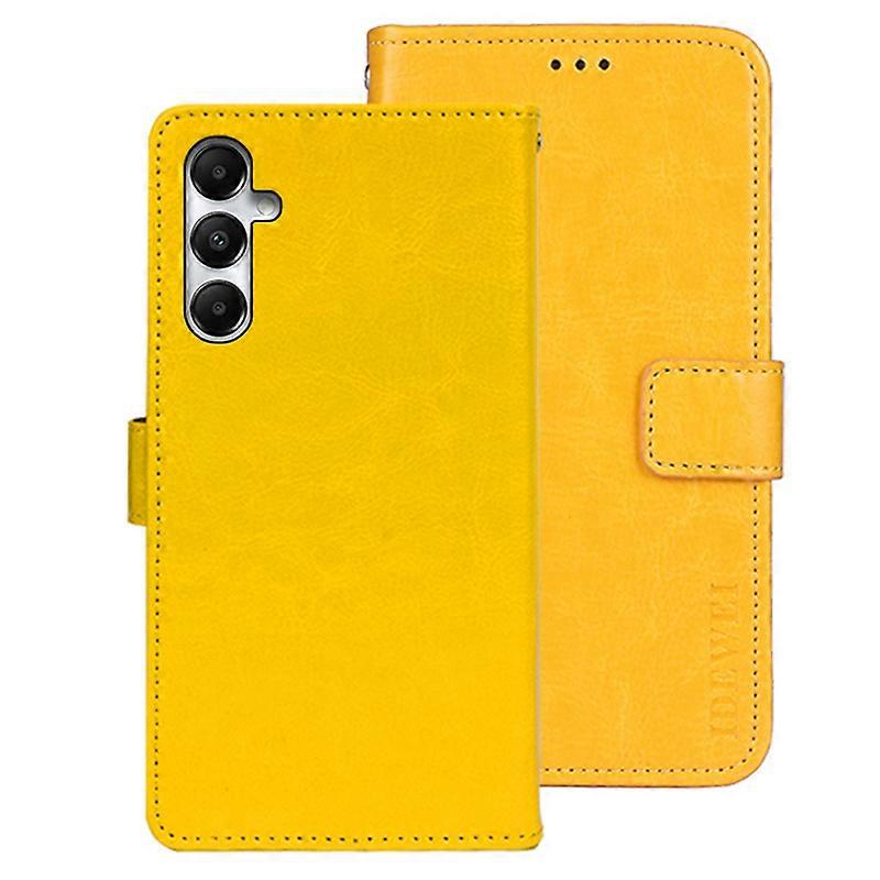 IDEWEI Dla Samsung Galaxy A55 5G Skórzane etui Stojak Portfel z klapką Żółty