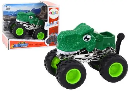 Terenówka dino duże gumowe koła zielona - Leantoys