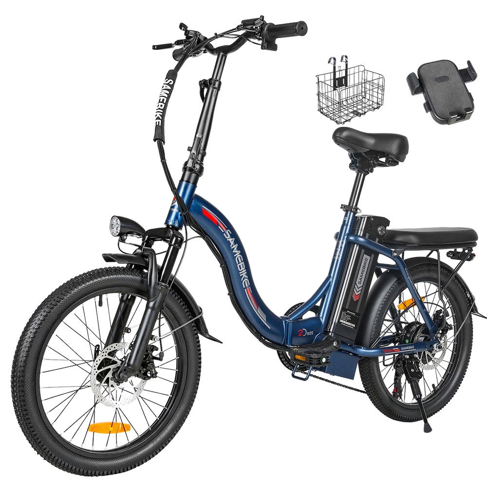 Składany rower elektryczny SAMEBIKE CY20, koła szprychowe 20*2,35 cali, silnik 350W, bateria 36V 12Ah - Ciemnoniebieski