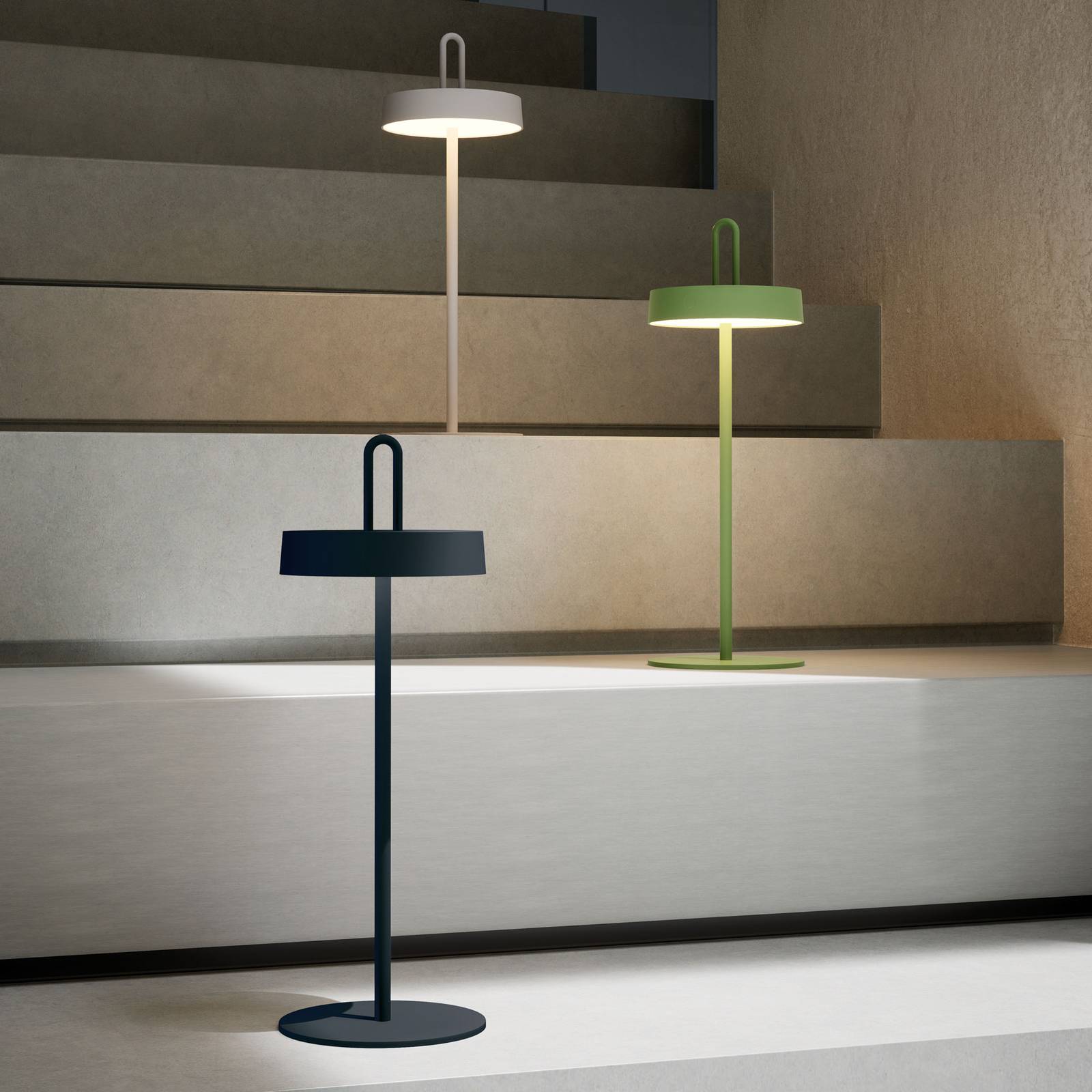 JUST LIGHT. Akumulatorowa lampa stołowa LED Amag, zielona, żelazo, IP44