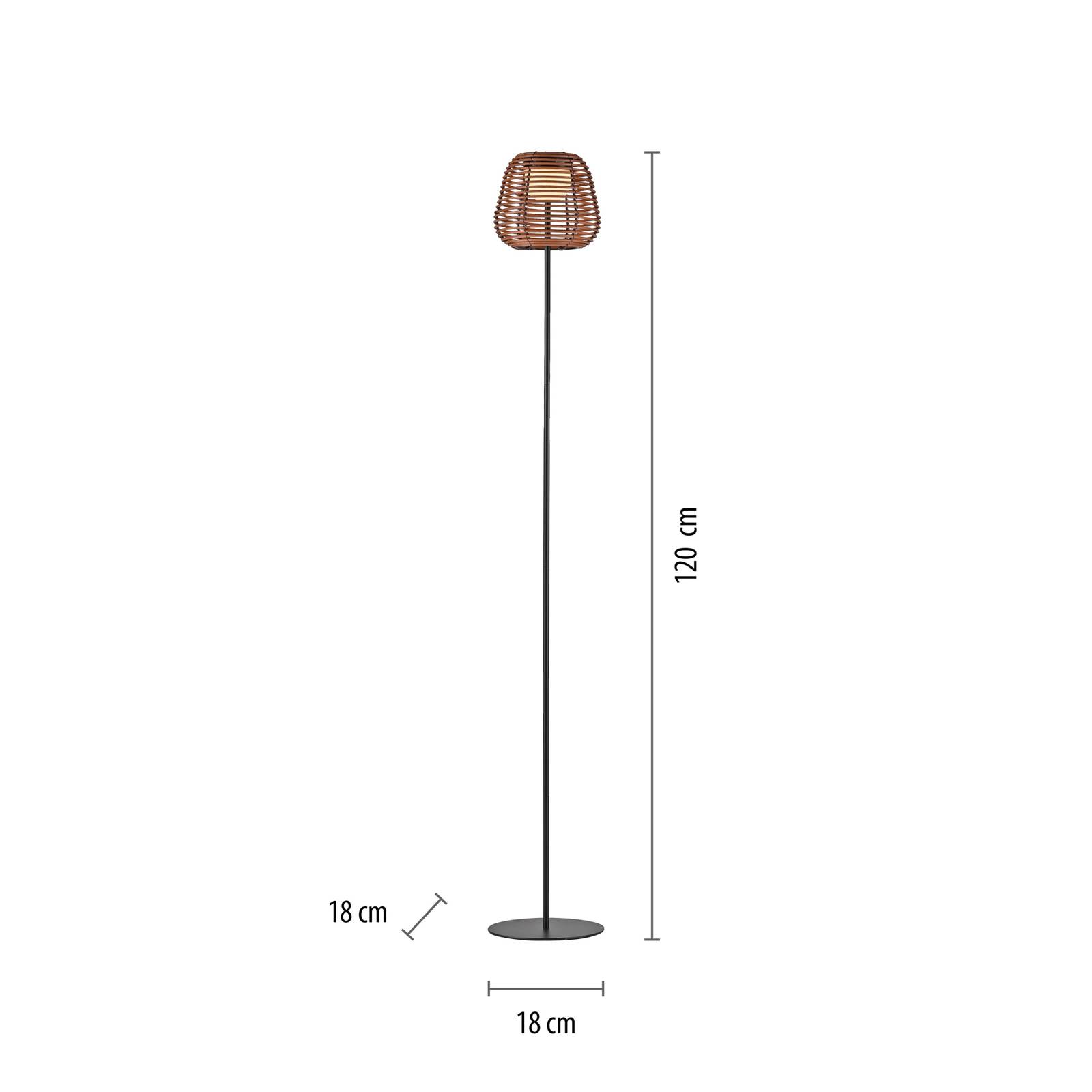 JUST LIGHT. Akumulatorowa lampa stojąca LED Askia, rattan, IP54, touchdim