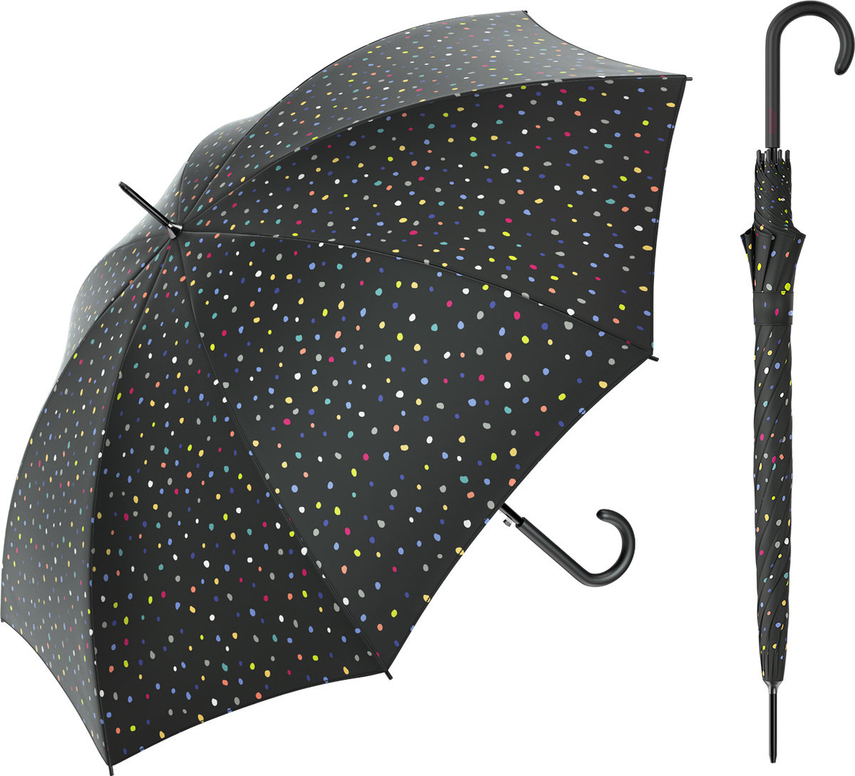 Parasol Długi Automatyczny Benetton Long Ac Dots Black 56906