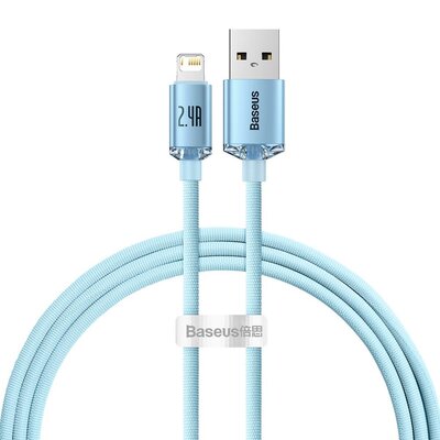 Baseus Crystal Shine Series kabel USB - Lightning 2,4A 20W 1,2m niebieski CAJY001103