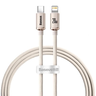 Baseus Crystal Shine Series kabel USB Typ C - Lightning szybkie ładowanie Power Delivery 20W 2m różowy CAJY001404