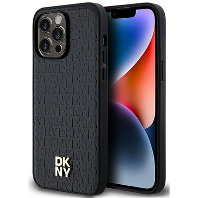 Oryginalne Etui IPHONE 13 PRO DKNY Hardcase Leather Pattern Metal Logo MagSafe (DKHMP13LPSHRPSK) czarne