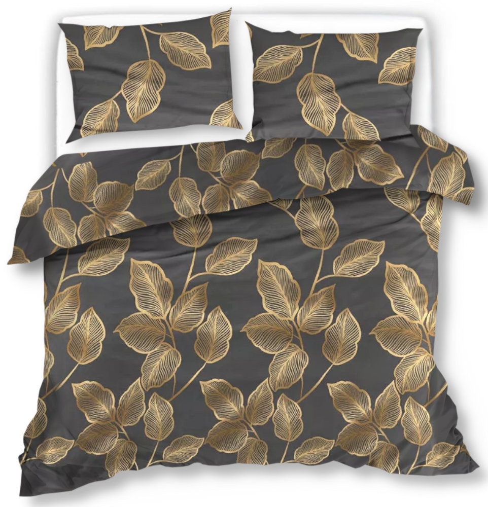 Pościel Satynowa 160X200 Złote Liście 18359