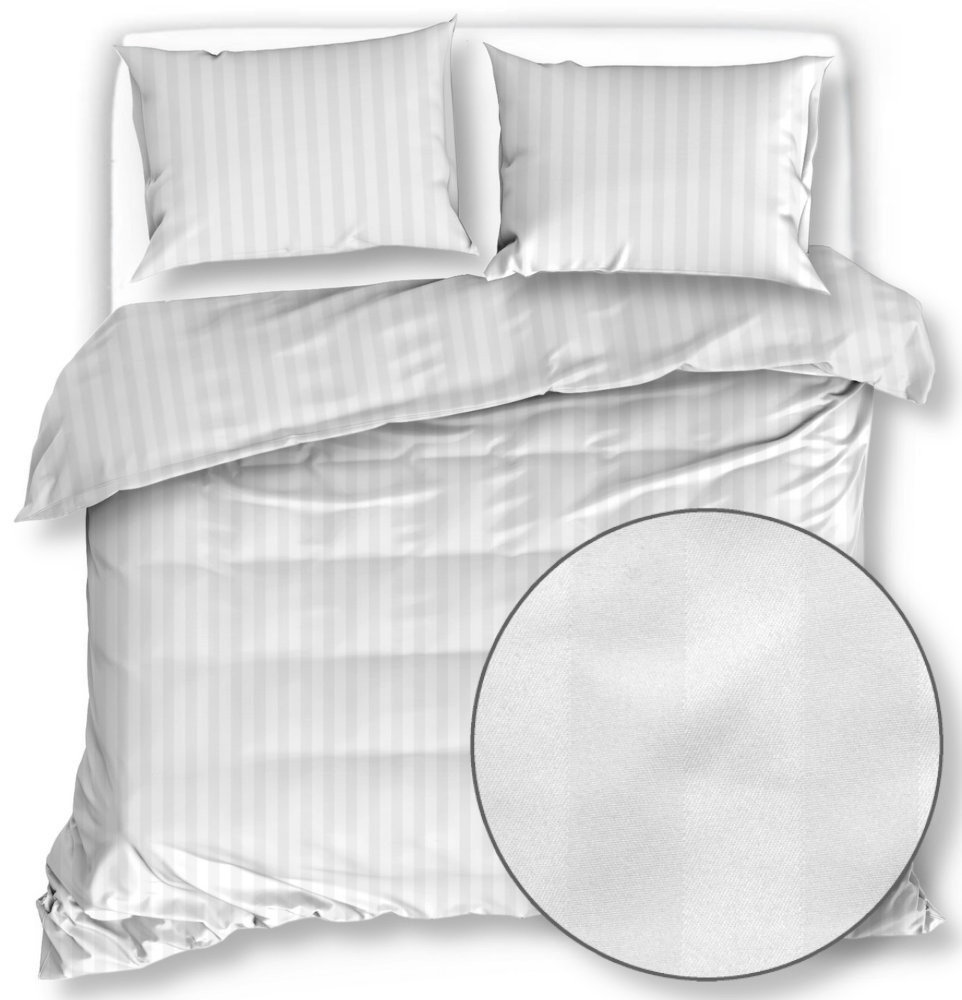 Biała Pościel Hotelowa 160X200 Pasy 2Cm