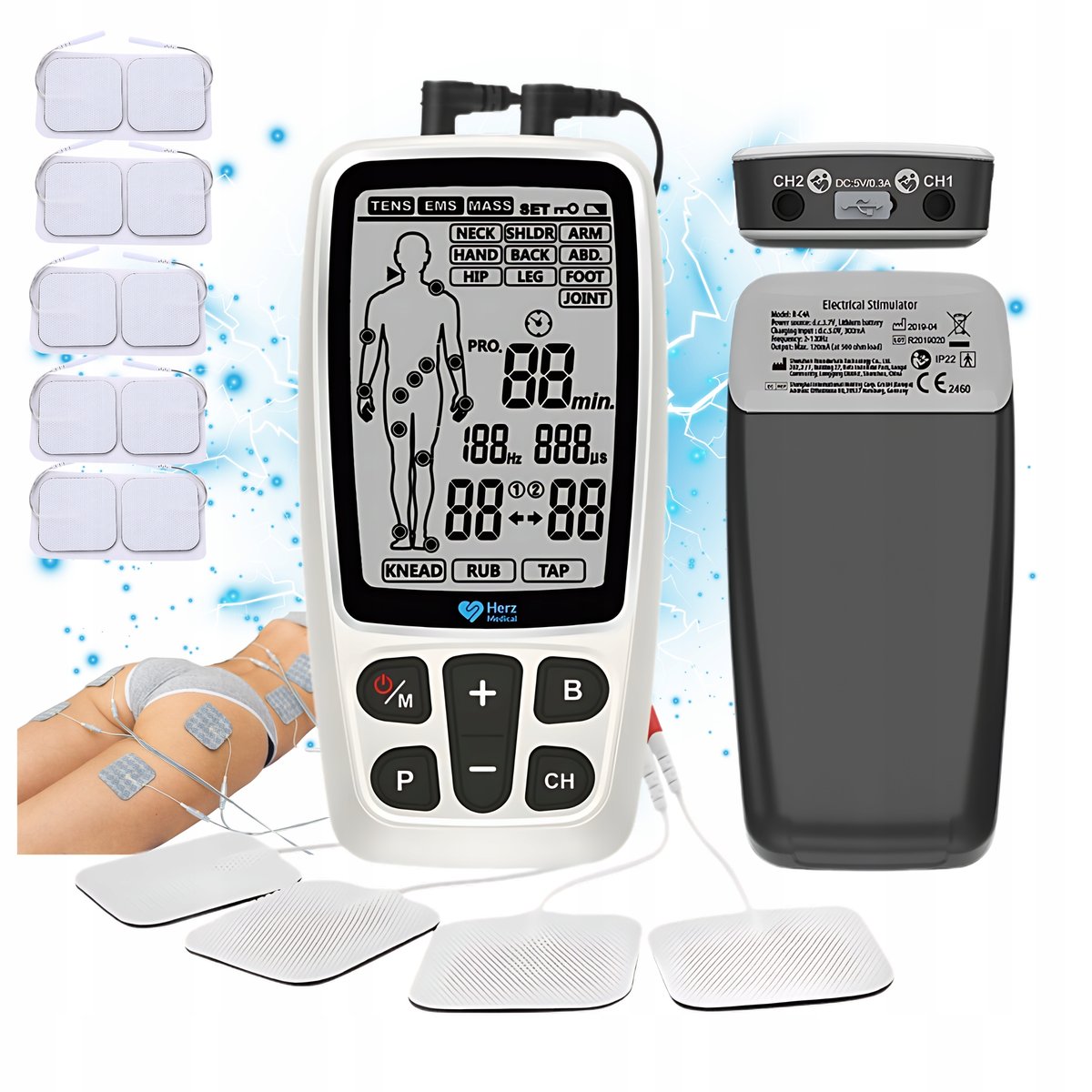 Masażer elektrostymulator do Mięśni i Nerwów Herz Medical Zdrowie Kontuzje